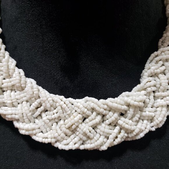 "Womens Fashion Multi Strand Beaded Heavy Braided Statement Collar Style Necklac - Picture 4 of 7